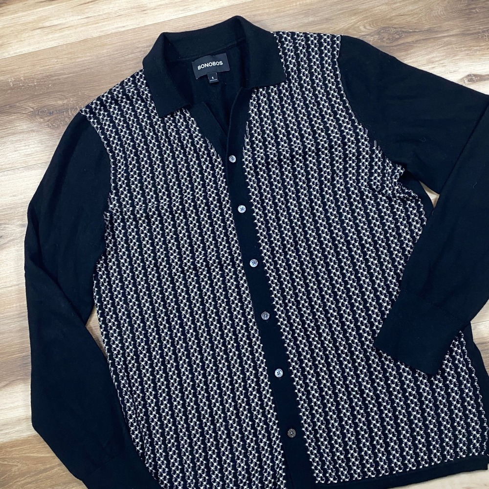 Bonobos Cardigan Sweater Mens Small Heritage Cotton Cashmere Knit Black Small
